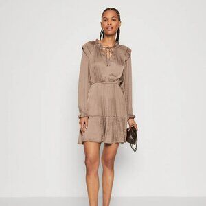 Split-Neck Tiered Mini Dress